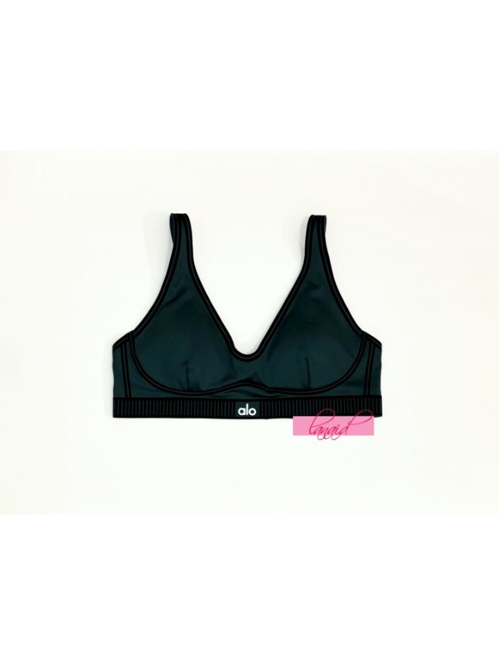 Alo Airlift Line Up Bra Midnight Green Padded Sports Bralette Tank Crop Top S - Picture 7 of 9